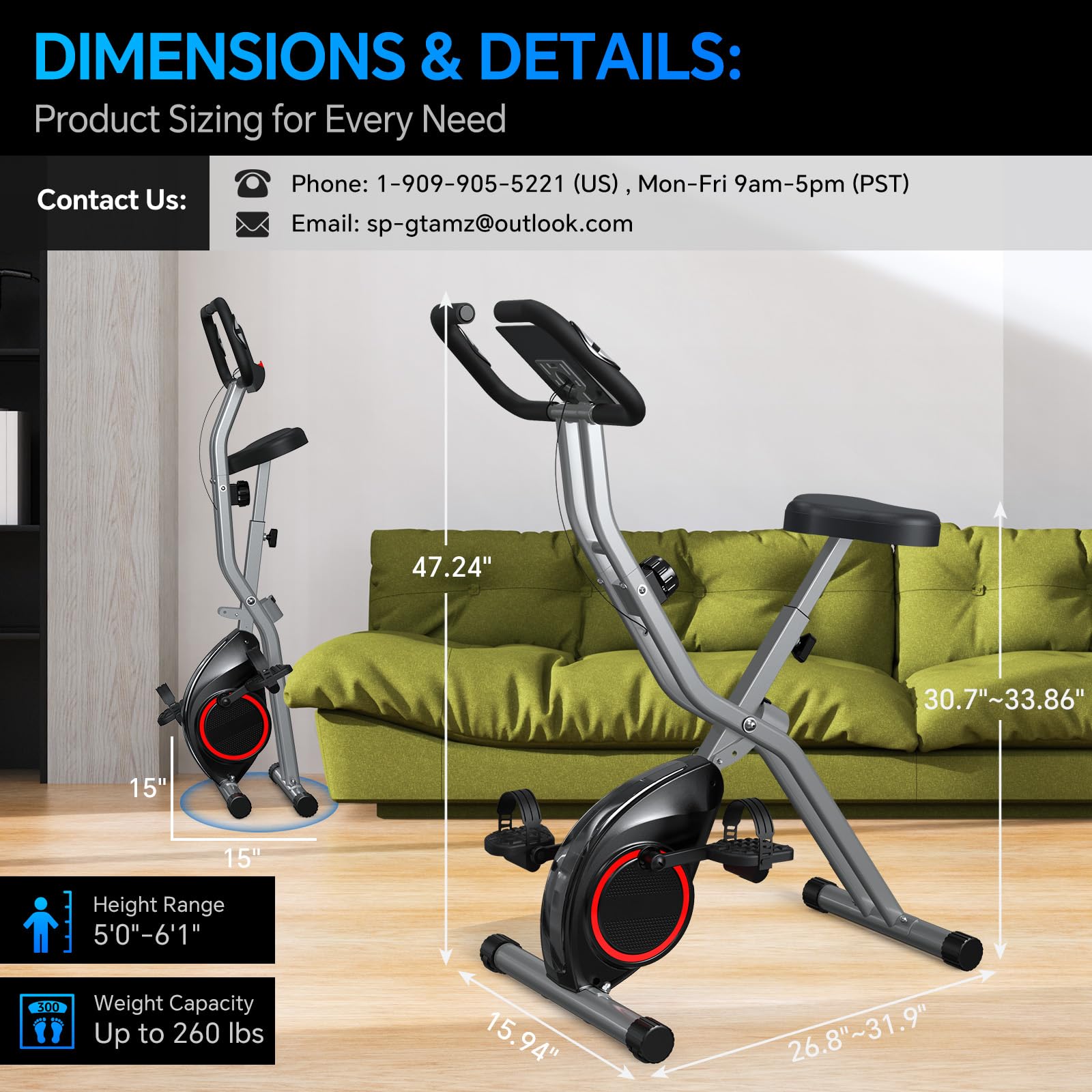 Zorvalyn Lightweight 33LB Foldable Exercise Bike